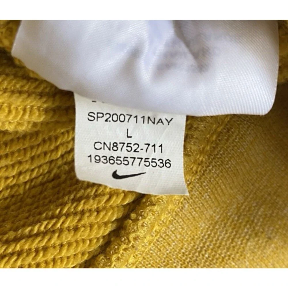 Nike Sportswear Men's Hoodie Sweatshirt Yellow Fleece Terry Cloth Lined Size L